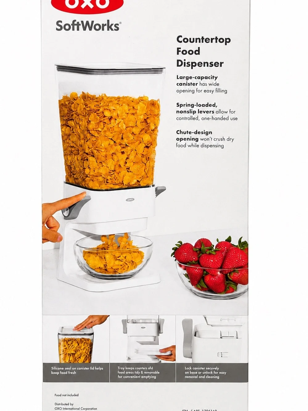 OXO SoftWorks White Countertop Food Dispenser with Clear Hopper